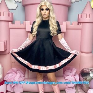 Sissy princess Charlotte Rose Large Black and pink skirt stretchy waist